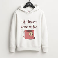 Life Begins After Coffee - Aesthetic Quote Kids Hoodie