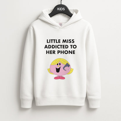 Little Miss Addicted To Her Phone - Aesthetic Quote Unisex Kids Hoodie