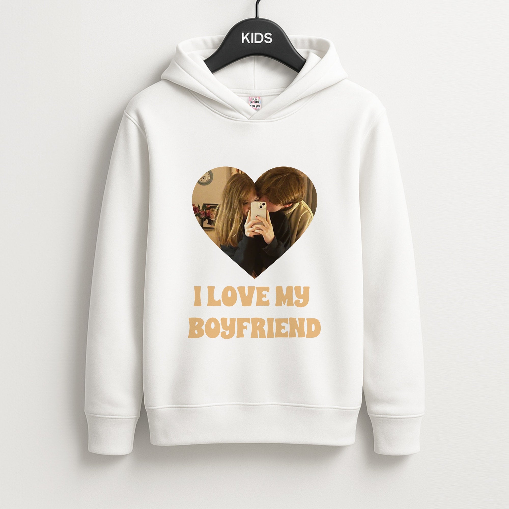 I Love My Boyfriend - Personalised Couples Kids Hoodie