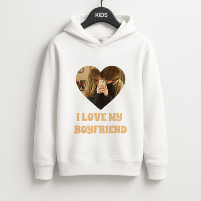 I Love My Boyfriend - Personalised Couples Unisex Kids Hoodie