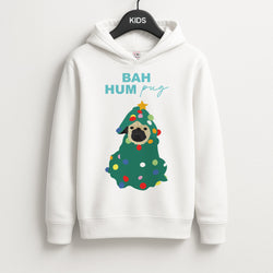 Bah Hum Pug Unisex Kids Hoodie