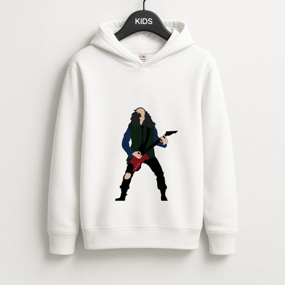 Eddie Munson Playing Guitar Unisex Kids Hoodie