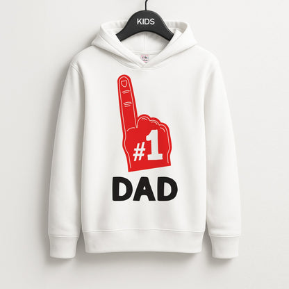 #1 Dad Foam Finger Unisex Kids Hoodie