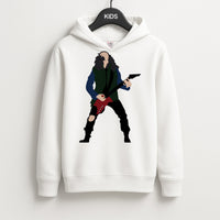 Eddie Munson Playing Guitar Kids Hoodie