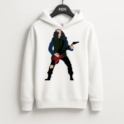 Eddie Munson Playing Guitar Kids Hoodie