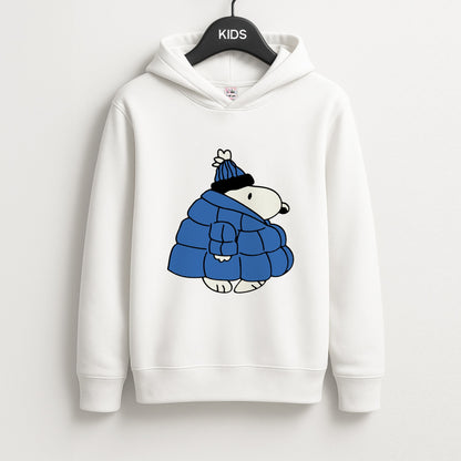 Cartoon Beagle Puffer Jacket Blue Unisex Kids Hoodie