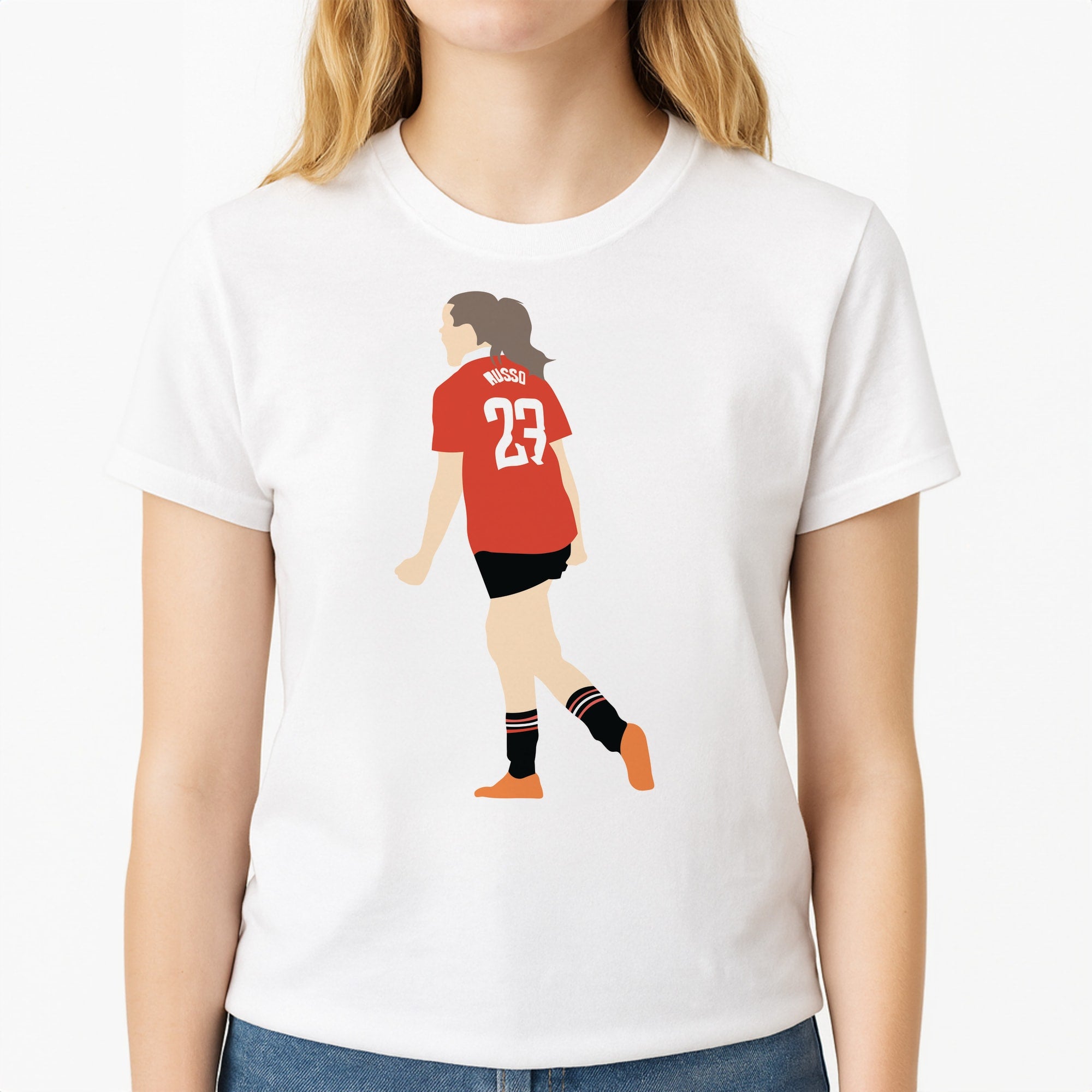 Russo - Womens World Cup Unisex T-Shirt, worn by a female model