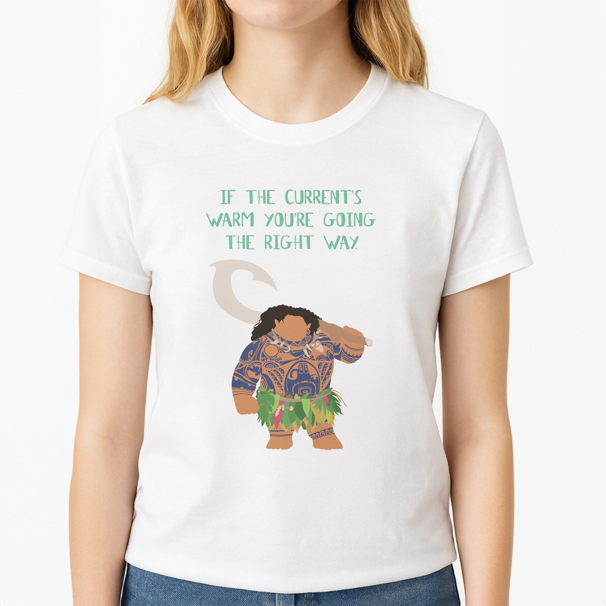 If The Current's Warm Unisex T-Shirt, worn by a female model