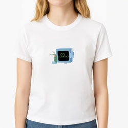 Plankton And Karen Unisex T-Shirt, worn by a female model
