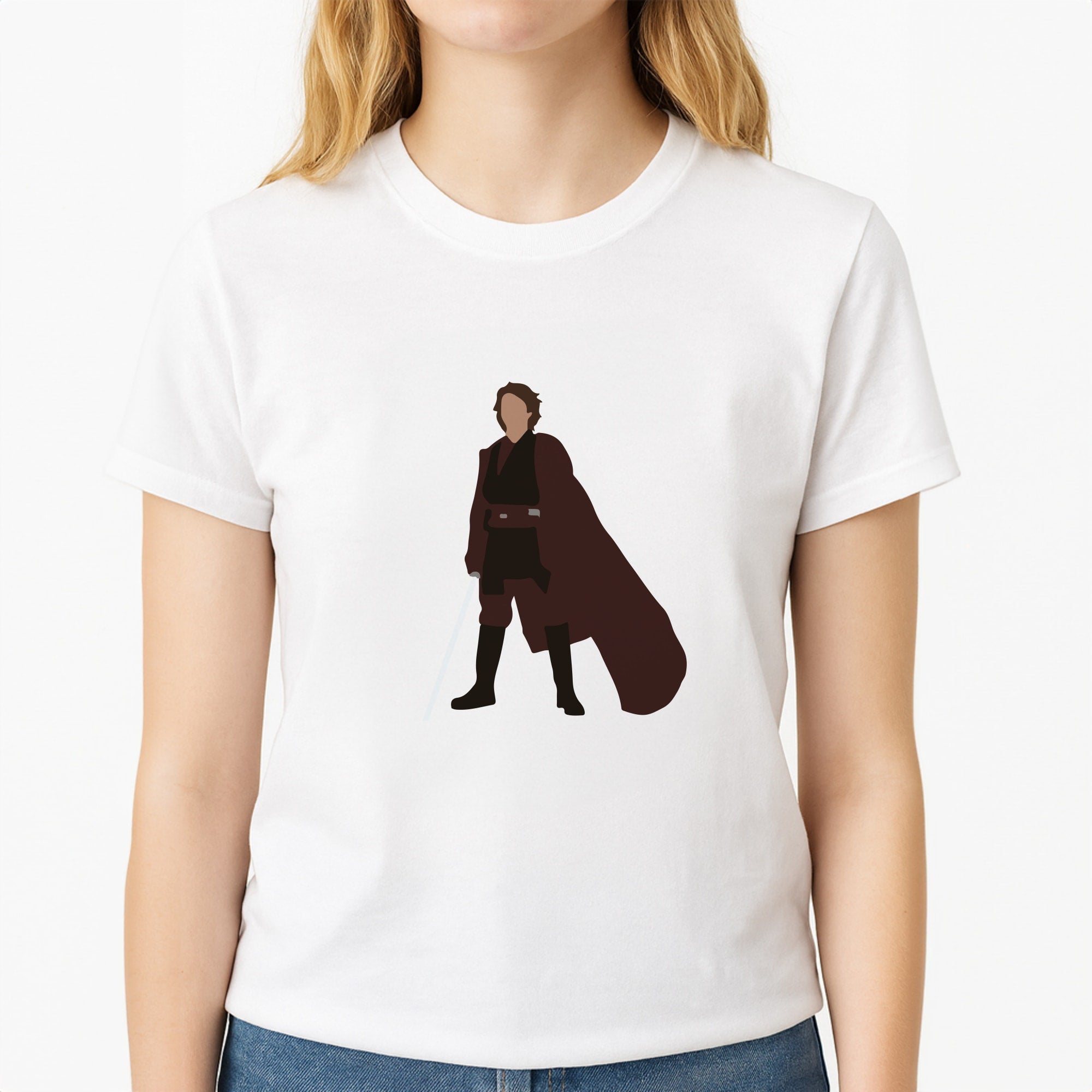 Anakin Skywalker Unisex T-Shirt, worn by a female model