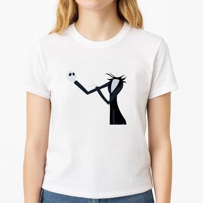 Headless Jack Skellington - TNBC Unisex T-Shirt, worn by a female model