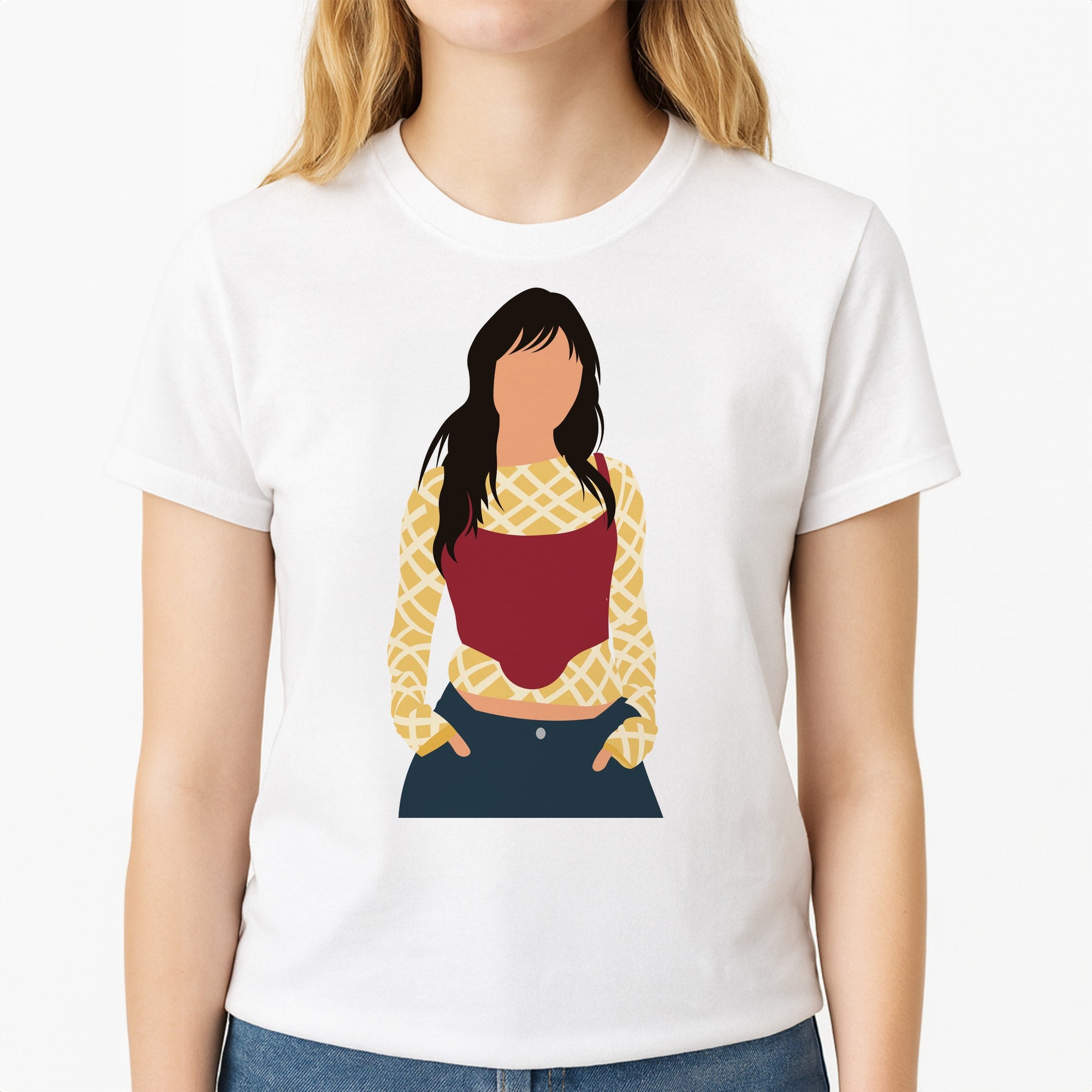 Gold Stars Unisex T-Shirt, worn by a female model