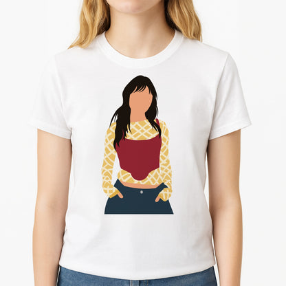 Gold Stars Unisex T-Shirt, worn by a female model