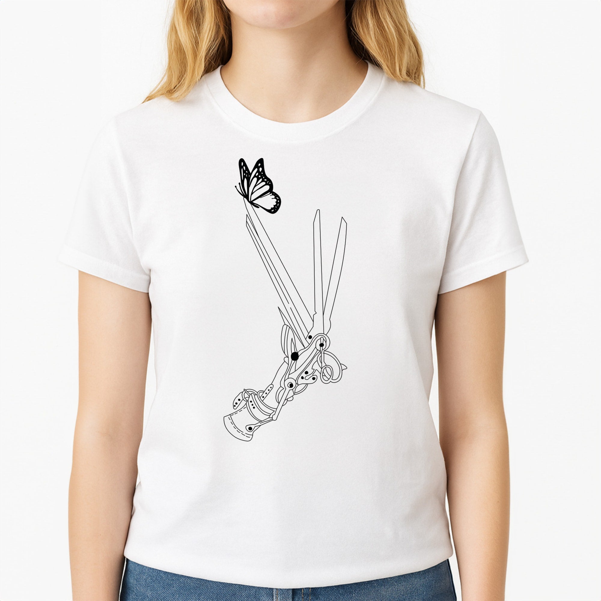 Scissorhands - Scissorhands Unisex T-Shirt, worn by a female model
