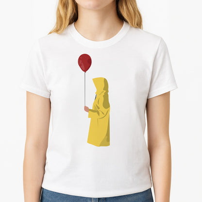 Holding Balloon - Clown Unisex T-Shirt, worn by a female model