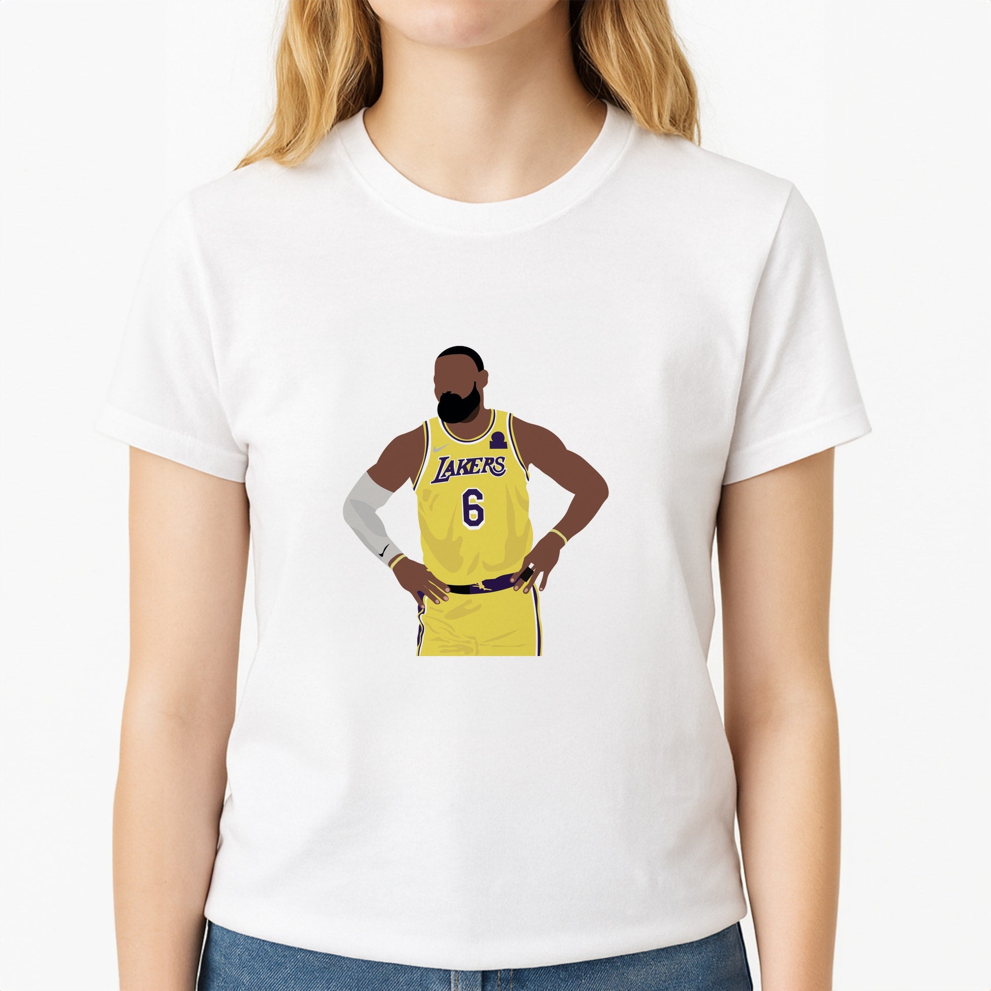 Lebron - Baskteball Unisex T-Shirt, worn by a female model