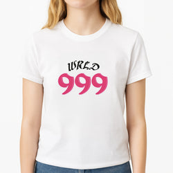 WRLD 999 - Juice Unisex T-Shirt, worn by a female model
