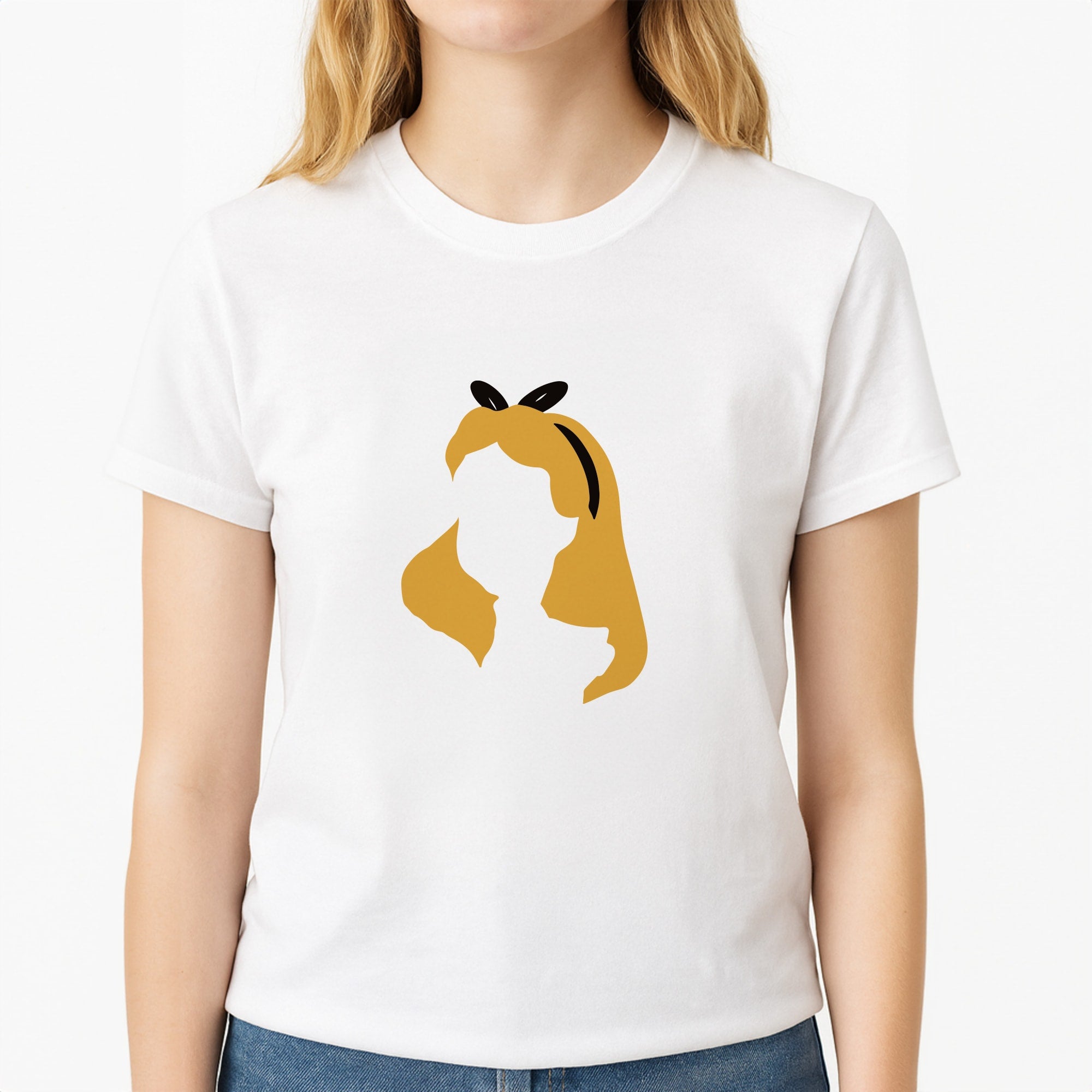 Alice Unisex T-Shirt, worn by a female model
