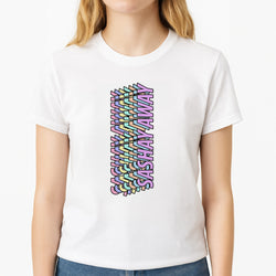 Sashay Away Retro - Drag Queen's Drag Race Unisex T-Shirt, worn by a female model