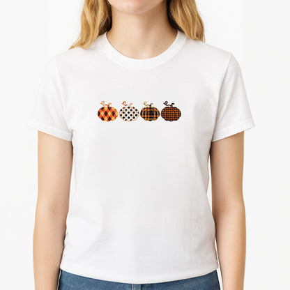 Halloween Pattern 11 Unisex T-Shirt, worn by a female model