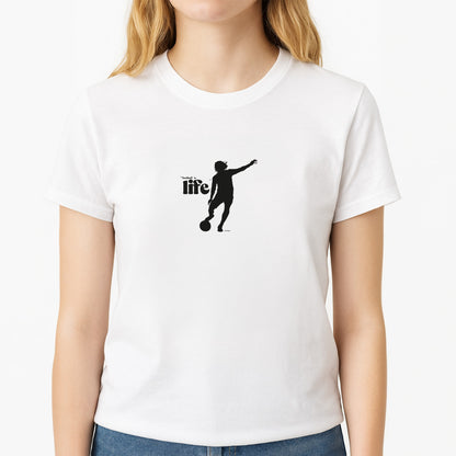 Football Is Life Unisex T-Shirt, worn by a female model