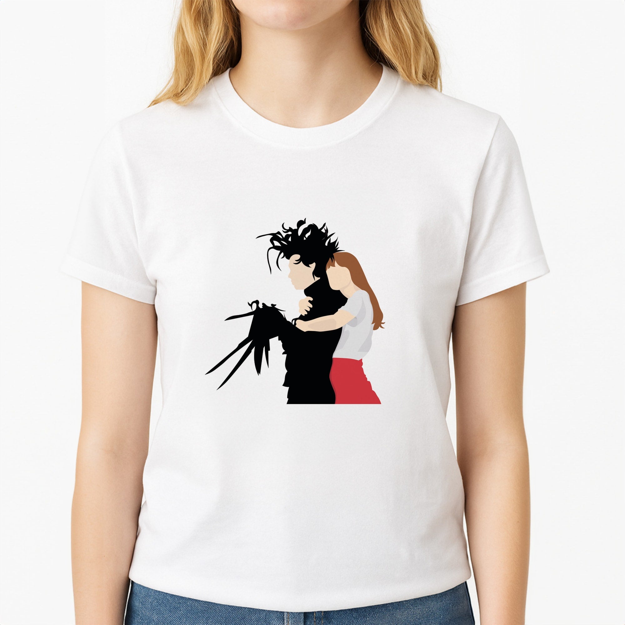 Hug - Scissorhands Unisex T-Shirt, worn by a female model