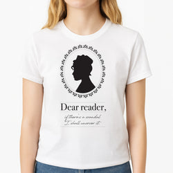 Dear Reader Unisex T-Shirt, worn by a female model