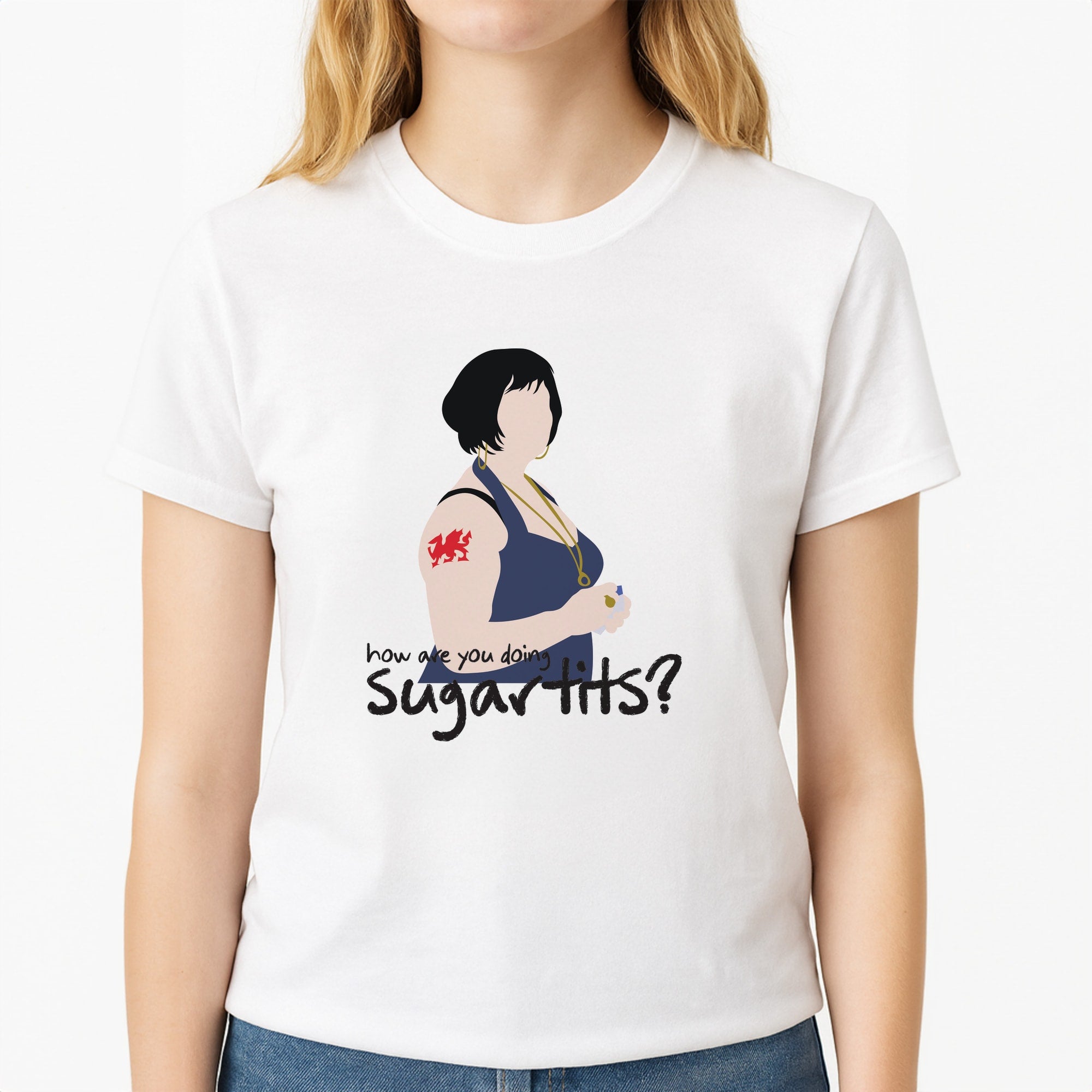 How You Doing? Unisex T-Shirt, worn by a female model