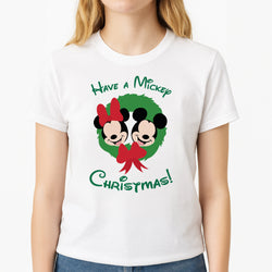 Have A Mickey Christmas Unisex T-Shirt, worn by a female model