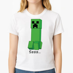 Creeper Standing Unisex T-Shirt, worn by a female model