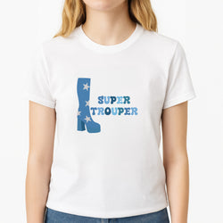 Super Trouper Unisex T-Shirt, worn by a female model