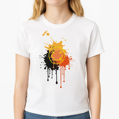Orange Graffiti - Skate Aesthetic  Unisex T-Shirt, worn by a female model