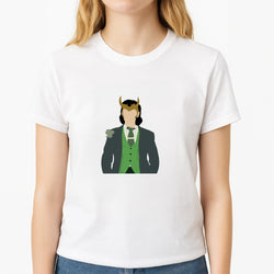 With Horns Unisex T-Shirt, worn by a female model