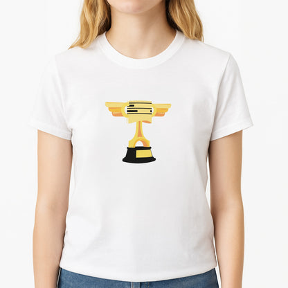 Trophy - Cars Unisex T-Shirt, worn by a female model