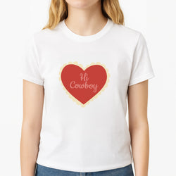 Hi Cowboy - Western  Unisex T-Shirt, worn by a female model