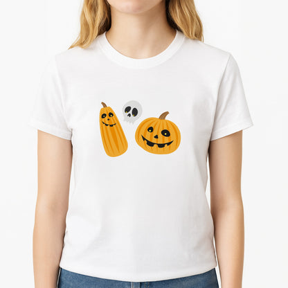 Halloween Pattern 1 Unisex T-Shirt, worn by a female model