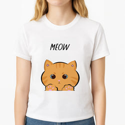 Ginger Cat - Cats Unisex T-Shirt, worn by a female model