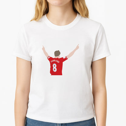 Gerrard - Football Unisex T-Shirt, worn by a female model