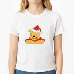 Winnie Pattern Christmas Unisex T-Shirt, worn by a female model