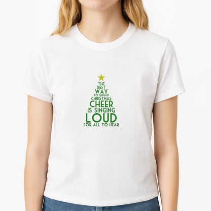 The Best Way To Spread Christmas Cheer - Elf Unisex T-Shirt, worn by a female model