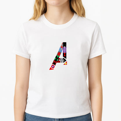 Avengers Logo - Marvel Unisex T-Shirt, worn by a female model