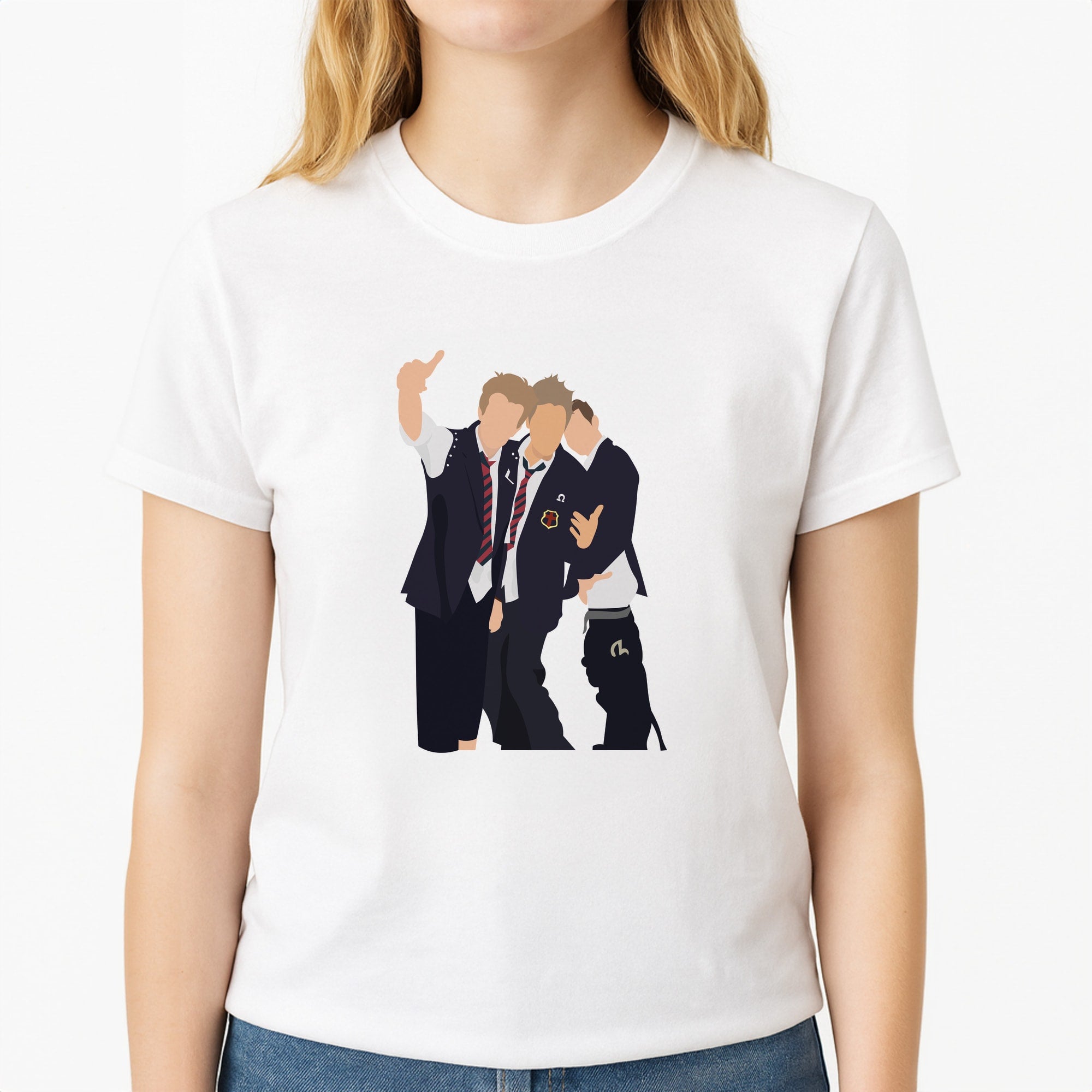 School Clothes - Bust Band Unisex T-Shirt, worn by a female model