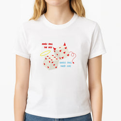 Devils Roll The Dice - Taylor Unisex T-Shirt, worn by a female model