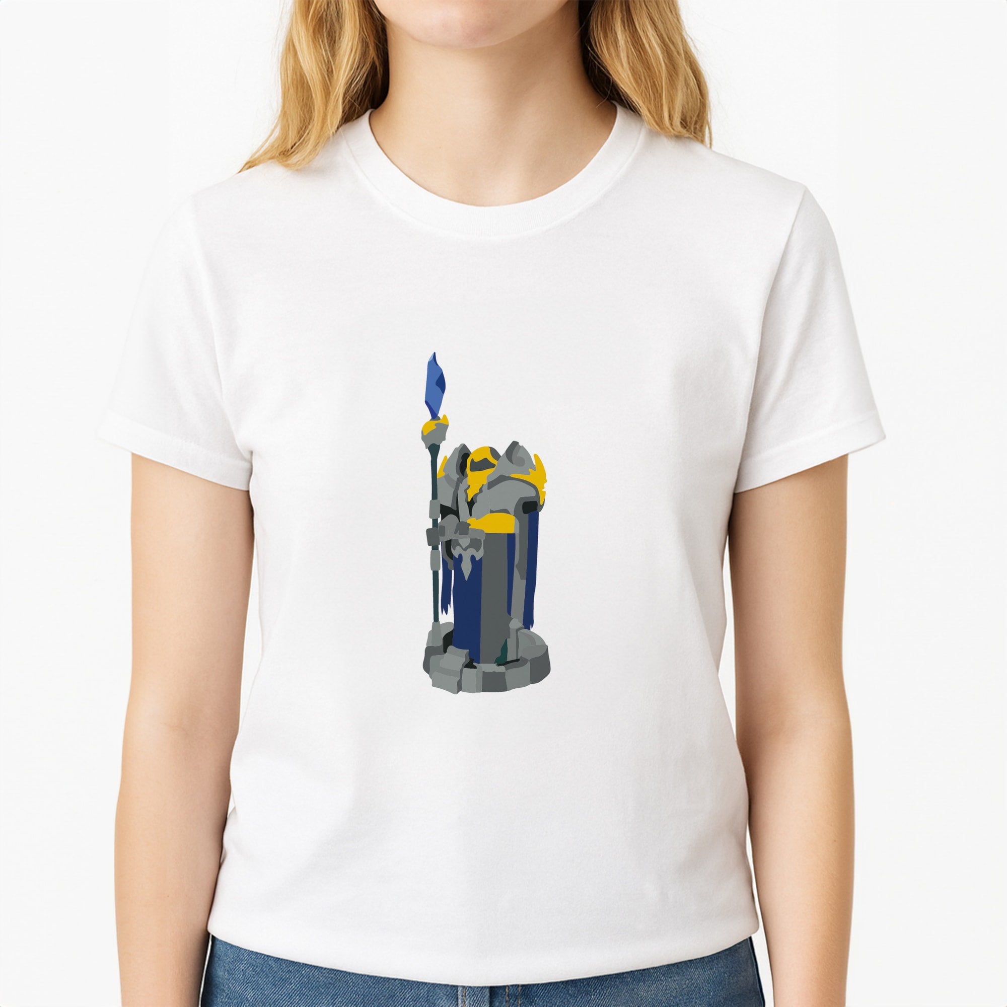 Turret Blue - League Of Legends Unisex T-Shirt, worn by a female model