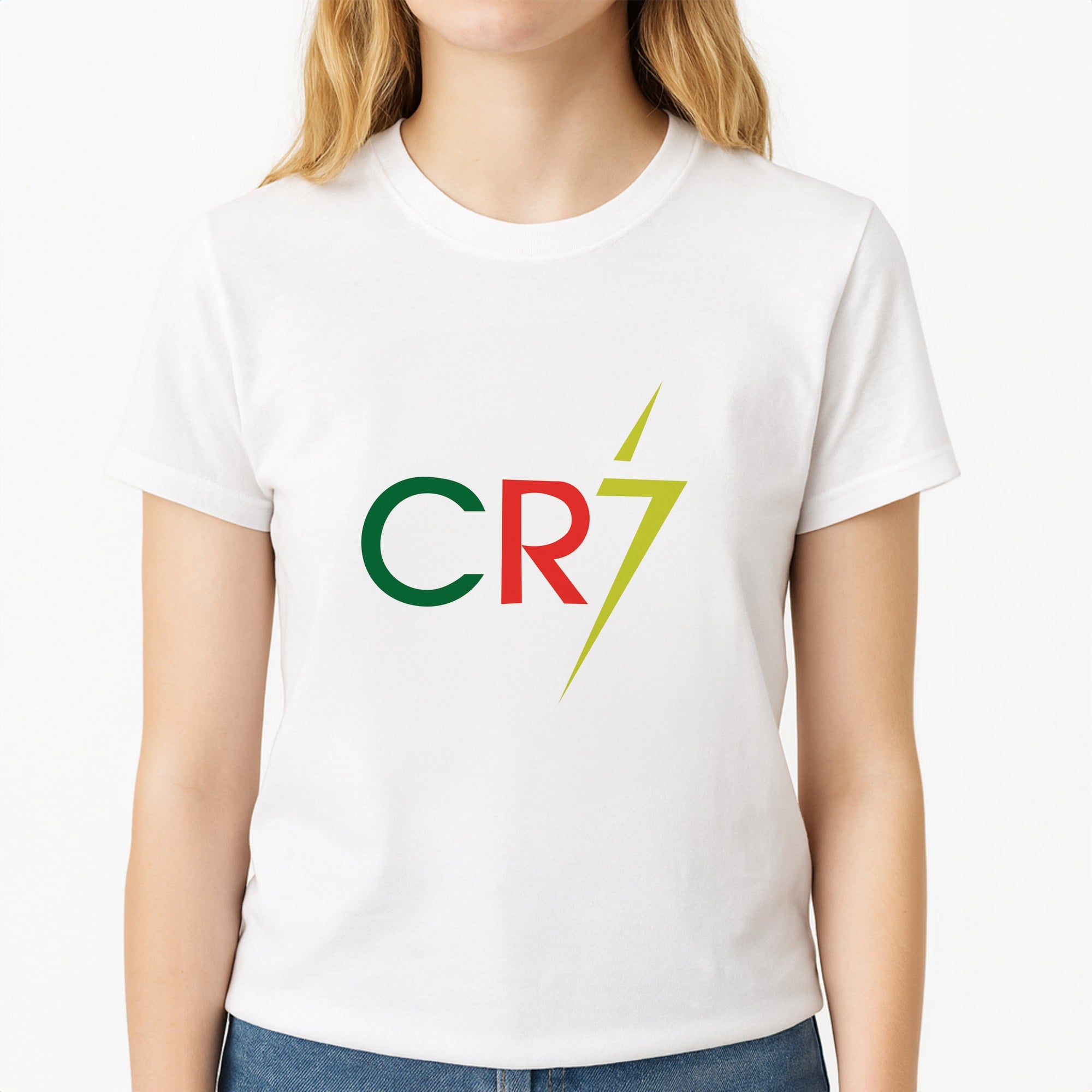CR7 - Football Unisex T-Shirt, worn by a female model