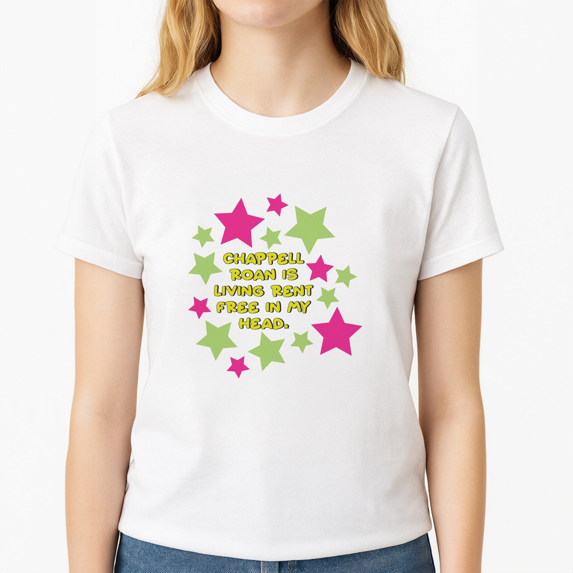 Chappell Rent Free In My Head Unisex T-Shirt, worn by a female model