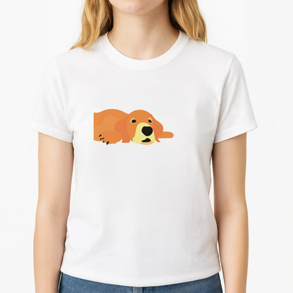 Laying and chilling - Dog Patterns Unisex T-Shirt, worn by a female model