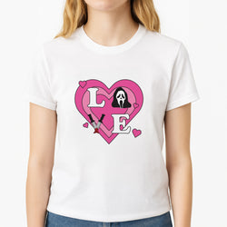 Love Ghost Unisex T-Shirt, worn by a female model
