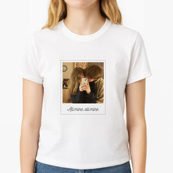 All Mine, All Mine - Personalised Couples Unisex T-Shirt, worn by a female model