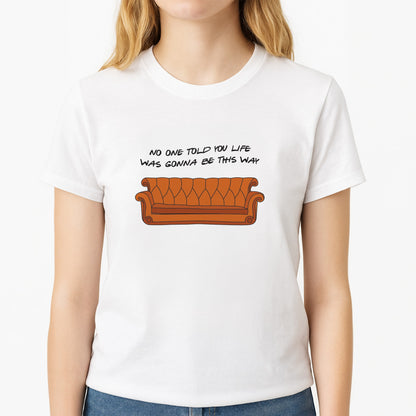 No One Told You Pattern Unisex T-Shirt, worn by a female model